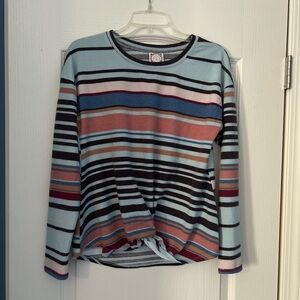 Tru Self lightweight colorful striped sweater with knot hem , M